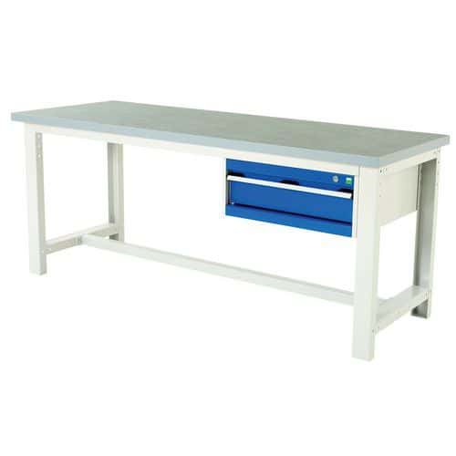 Cubio workbench with 1 drawer - Width 200 cm - Linoleum