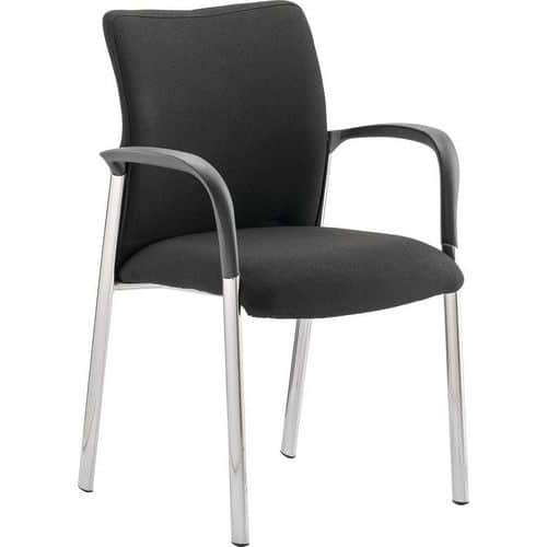 Black Reception/Visitor Chair - Stackable - Fabric & Chrome - Dynamic