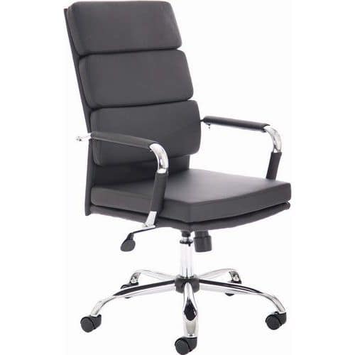 Executive Chair - Black Soft Leather - High Back & Arms - Swivelling