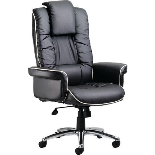 Executive Office Armchair - Swivelling Base & Headrest - Faux Leather