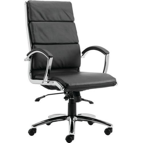 Executive Swivelling Chair - Deep Padded Arms & Seat - Faux Leather