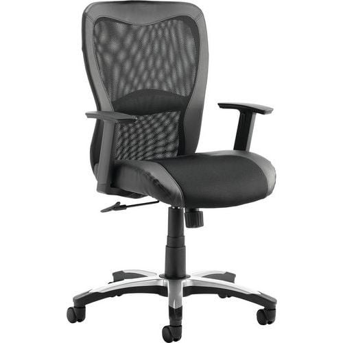 Black Executive Chair - High Mesh Back - Faux Leather - Ergonomic