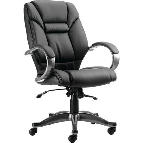 Black Executive Chair - Ergonomic Padded Arms - High Back - Leather