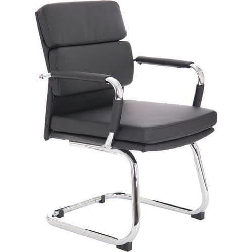 Cantilever Executive Chair - Black Soft Leather - Medium Back & Arms
