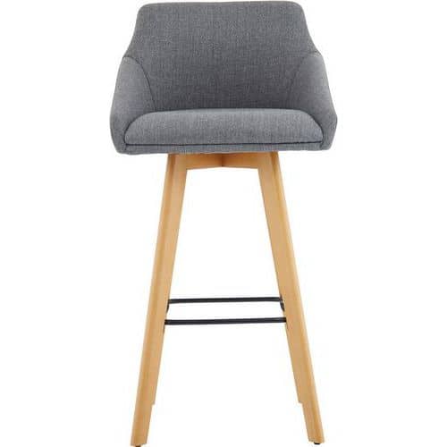 Modern High Stool - Grey Fabric & Wooden Legs - Meeting & Break Rooms