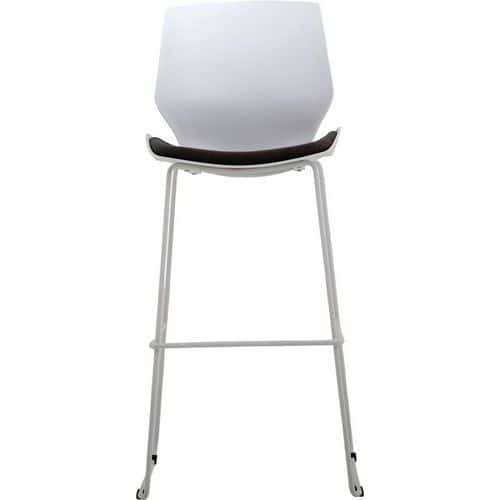 Stylish Reception/Office High Stool - Grey Fabric Seat - White Frame