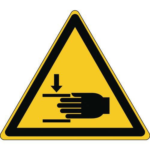 Triangular warning sign - Crushing of hands - Rigid