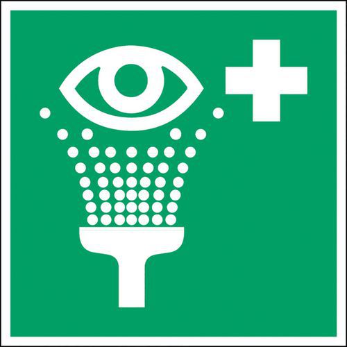 Square emergency and evacuation sign - Eyewash station - Photoluminescent and rigid