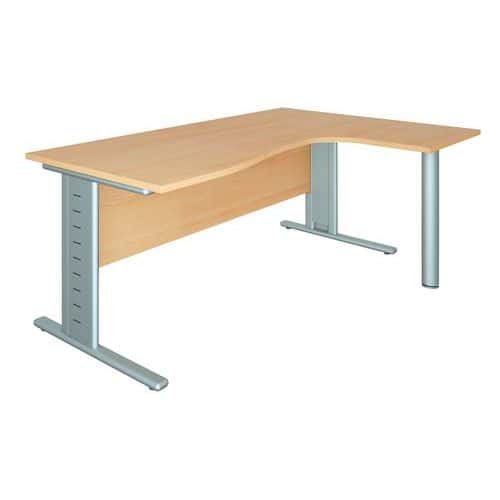 Silver 90° asymmetrical compact desk