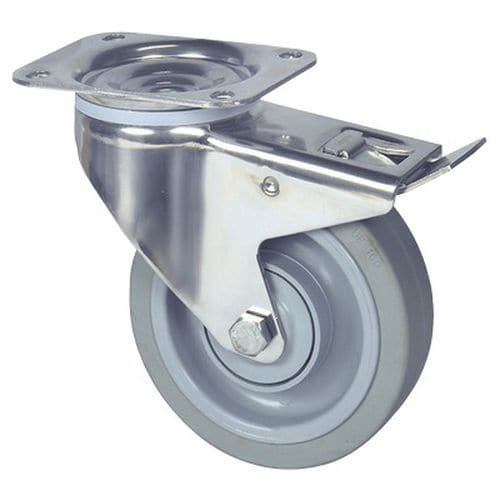 Swivel castor with plate and brake - Capacity 160 to 400 kg
