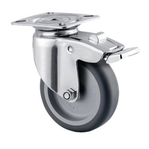 Swivel castor with plate and brake - Capacity 60 kg