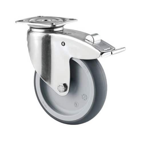 Swivel castor with plate and brake - Capacity 100 kg