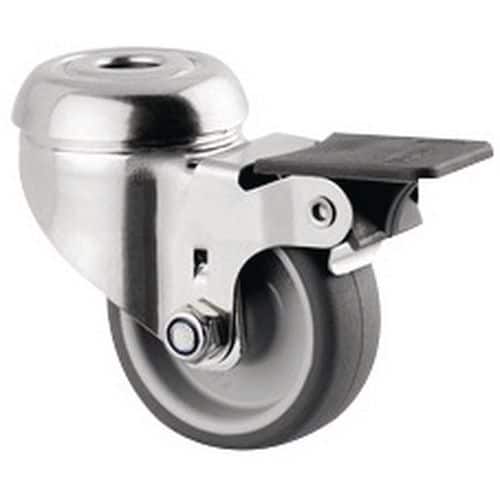 Swivel castor with bolt hole and brake - Capacity 40 kg