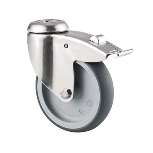 Swivel castor with bolt hole and brake - Capacity 100 kg