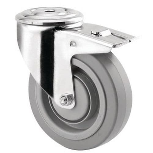 Swivel castor with bolt hole and brake - Capacity 150 kg