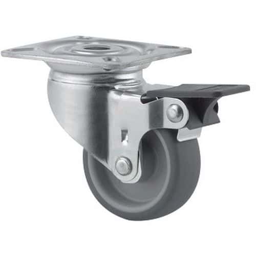 Swivel castor with plate and brake - Capacity 40 kg