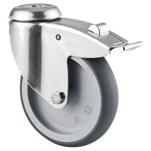 Swivel castor with bolt hole and brake - Capacity 80 kg