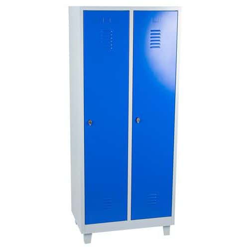 2 Nested 1 Door Blue/Grey Metal Clean/Dirty Lockers - Hasp Locking - Manutan Expert