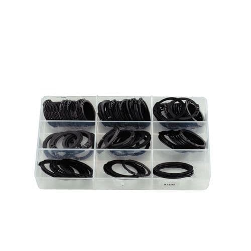 Case of steel circlips for shafts - 115-piece