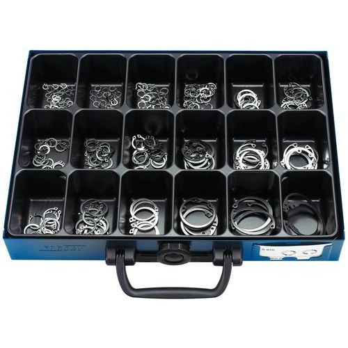 Case of steel circlips for shafts and for bores - 283-piece