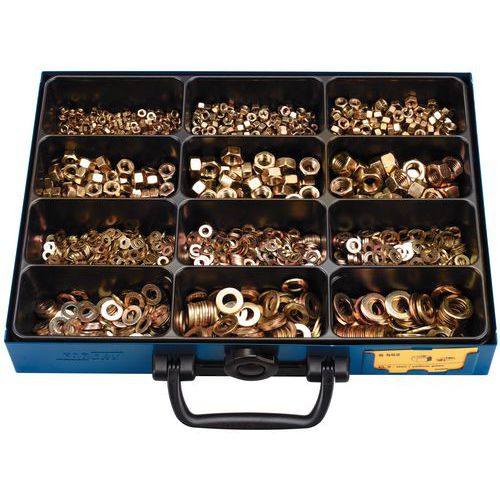 Case of hexagonal steel nuts and flat washers - 2210-piece