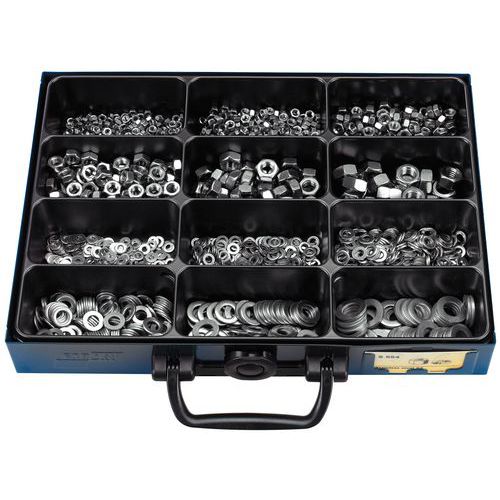 Case of hexagonal stainless steel nuts and flat washers - 1700-piece