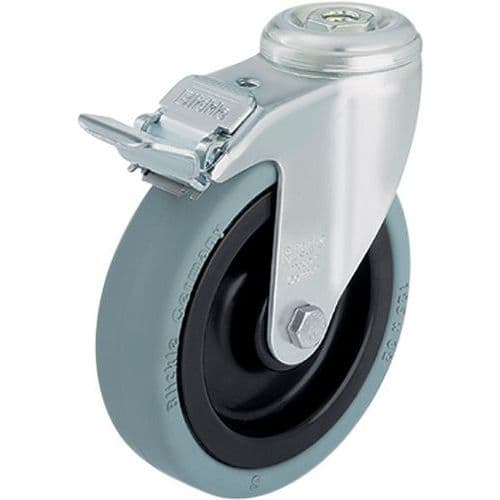 Bolt hole swivel castor with brake - Load capacity 60 to 110 kg