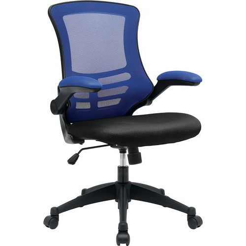 Office Operator Chair - Mesh Back - Padded Folding Arms & Black Seat