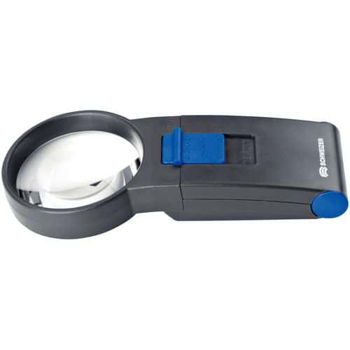 LED illuminated pocket magnifier - Biconvex - 6x magnification
