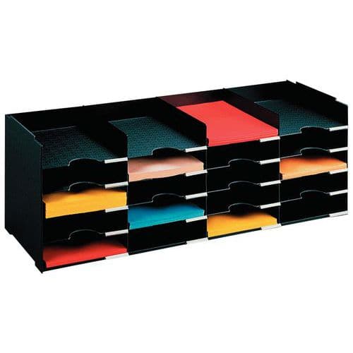 Horizontal multi-compartment organiser - Black - Paperflow