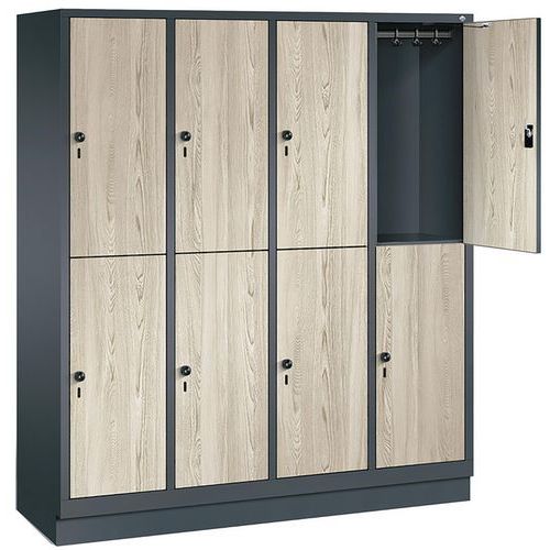 Evolo II wooden locker with 4 to 8 compartments and hanging space - 2 to 4 columns, width 400 mm