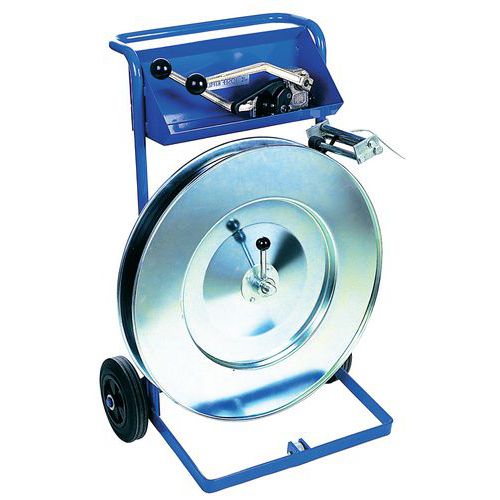 Blue portable reel dispenser - Wound steel strapping