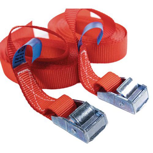 3m Tie Down Straps With Cam Buckles - 250kg Max Lashing - Manutan Expert