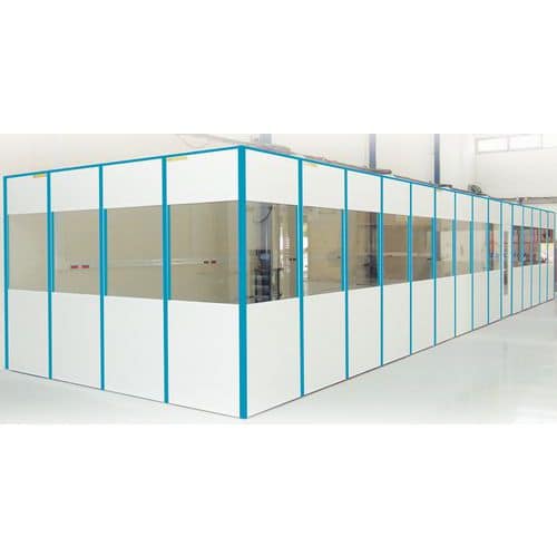 Single-wall melamine partition - Semi-glazed panel - Height 2.53 m