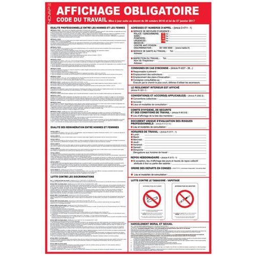 Sign - Affichage code du travail (display of French labour code) - Novap