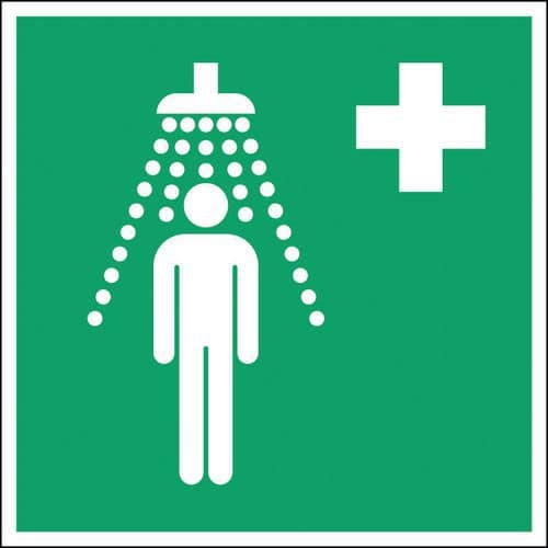 Square emergency and evacuation sign - Safety shower - Rigid