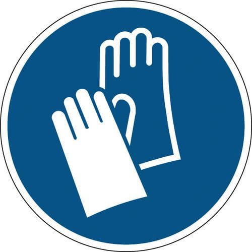 Round mandatory sign - Protective gloves must be worn - Rigid