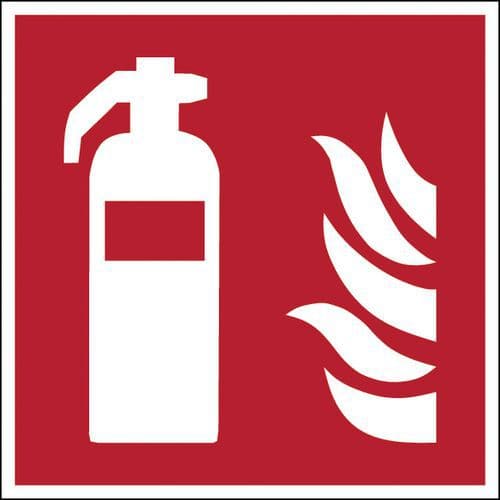 Square fire safety sign - Fire extinguisher - Photoluminescent and rigid