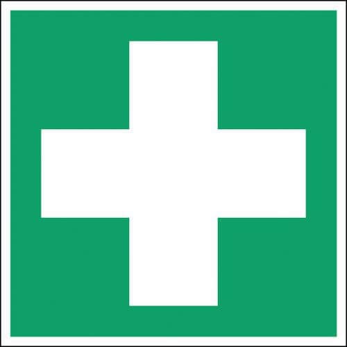 Square emergency and evacuation sign - First aid - Photoluminescent and rigid