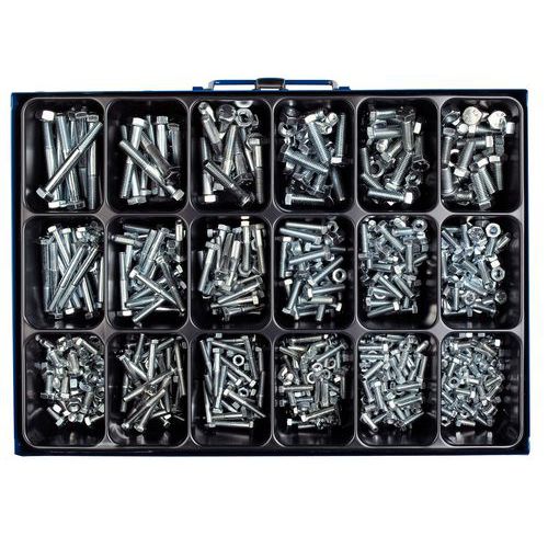 Case of screws with hex head with total and partial thread with hex nuts - 758 pieces
