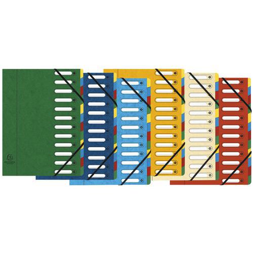 File with pre-cut windows, 12 compartments - Assorted colours - Pack of 6