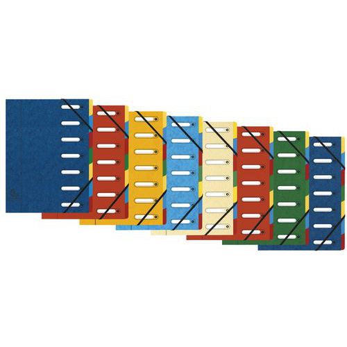 File with pre-cut windows, 7 compartments - Assorted colours - Pack of 8