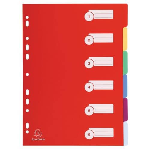 Exacompta neutral dividers with tabs - Polypropylene - Assorted colours - A4