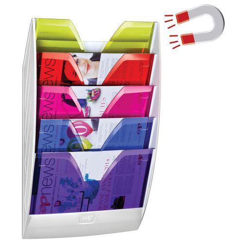 Magnetic wall-mounted display stand - 5 compartments