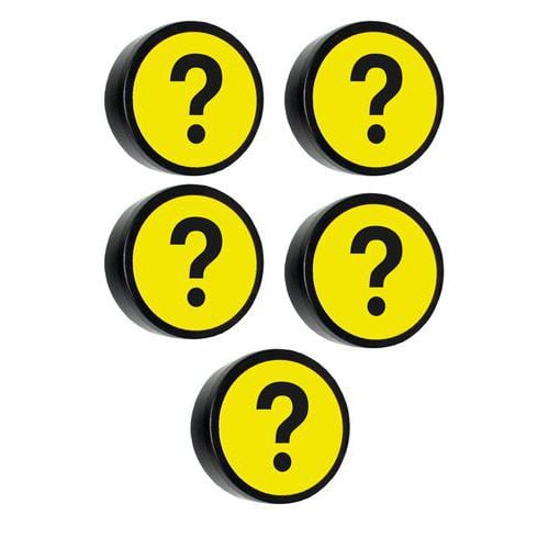 Round magnet with question mark symbol
