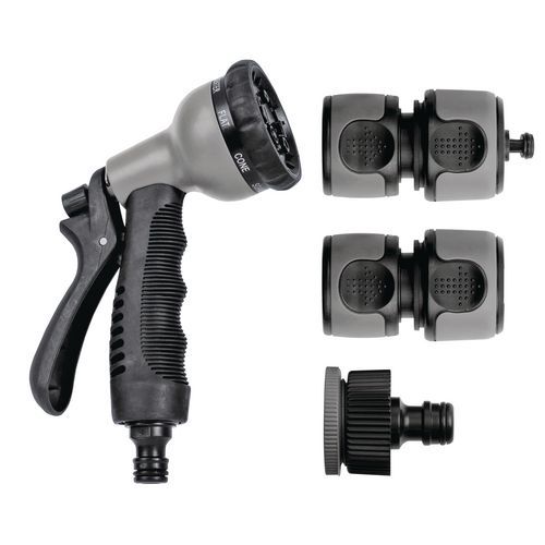 Five-part watering gun kit - Ø 15 mm - Black/grey