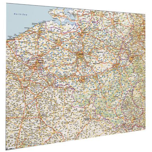 Magnetic road map of Belgium and Luxembourg 110 x 130 cm