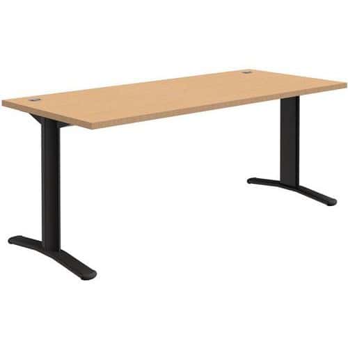 Pure straight desk - Beech/dark grey - Fixed legs