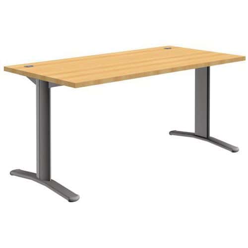 Pure straight desk - Beech/aluminium - Fixed legs