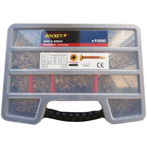 Set of Pozidriv® fully threaded cross-head screws - 1000 pieces - Rocket